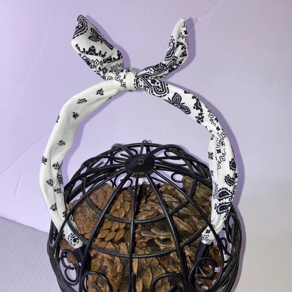 WIDE Knotted Headband Paisley and Solid Color with Top Knot Accent Set of 3